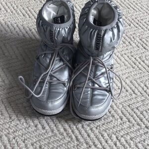 Moon Boot Kids Metallic Silver Snow Boots